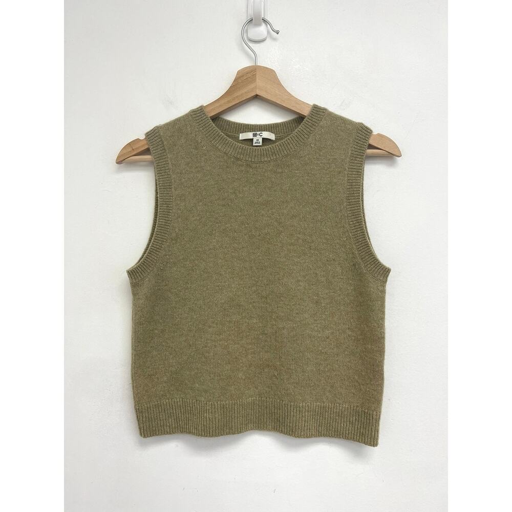 Uniqlo 100% Cashmere Sweater Vest Sleeveless Top Crew Neck Neutral Classic XS